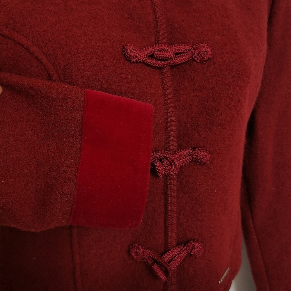 burgundy Chinese style wool jacket - Picture 3 of 8